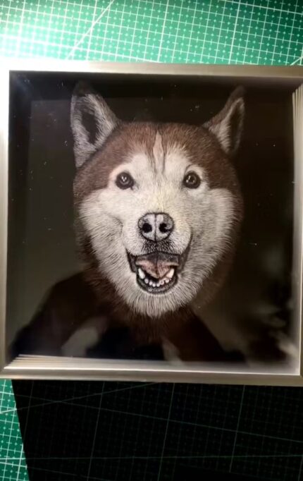 3D Knife-Carved Husky Portrait