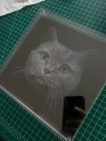 3D Engraved Memorial Portrait of a Cat
