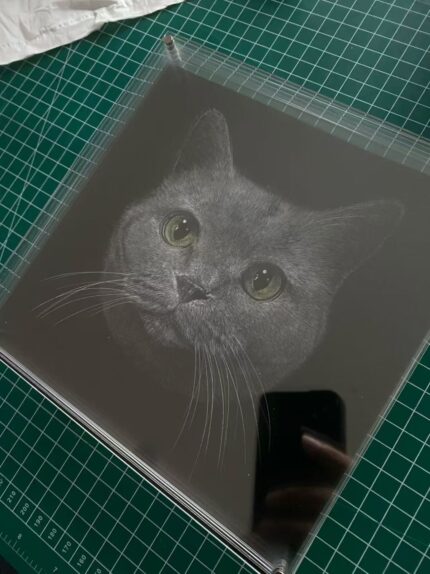 3D Engraved Memorial Portrait of a Cat