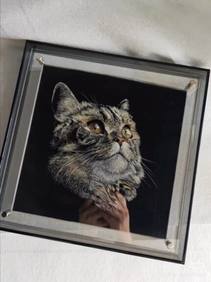 3D Knife-Cut Cat Portrait Artwork