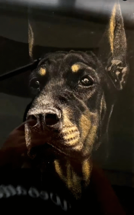 Large-size ，3D Engraved Memorial Portrait of a Doberman Pinscher